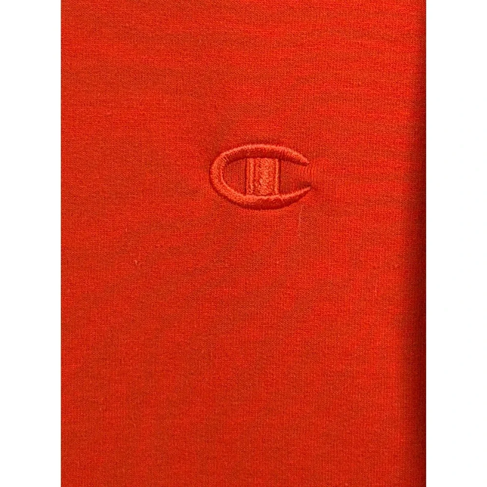 Champion Sweatshirt Mens Large‎ Orange Crewneck Fleece Sleeve Logo Pullover